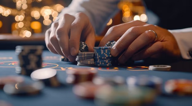 4D Number Game draw studio setup at mantapslot with live dealer and digital display